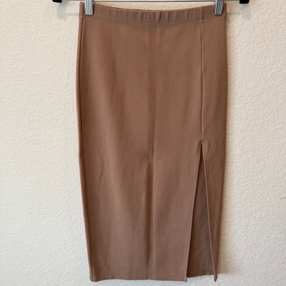 Babaton Aritzia Tan Side Slit Midi Pencil Skirt Size 2